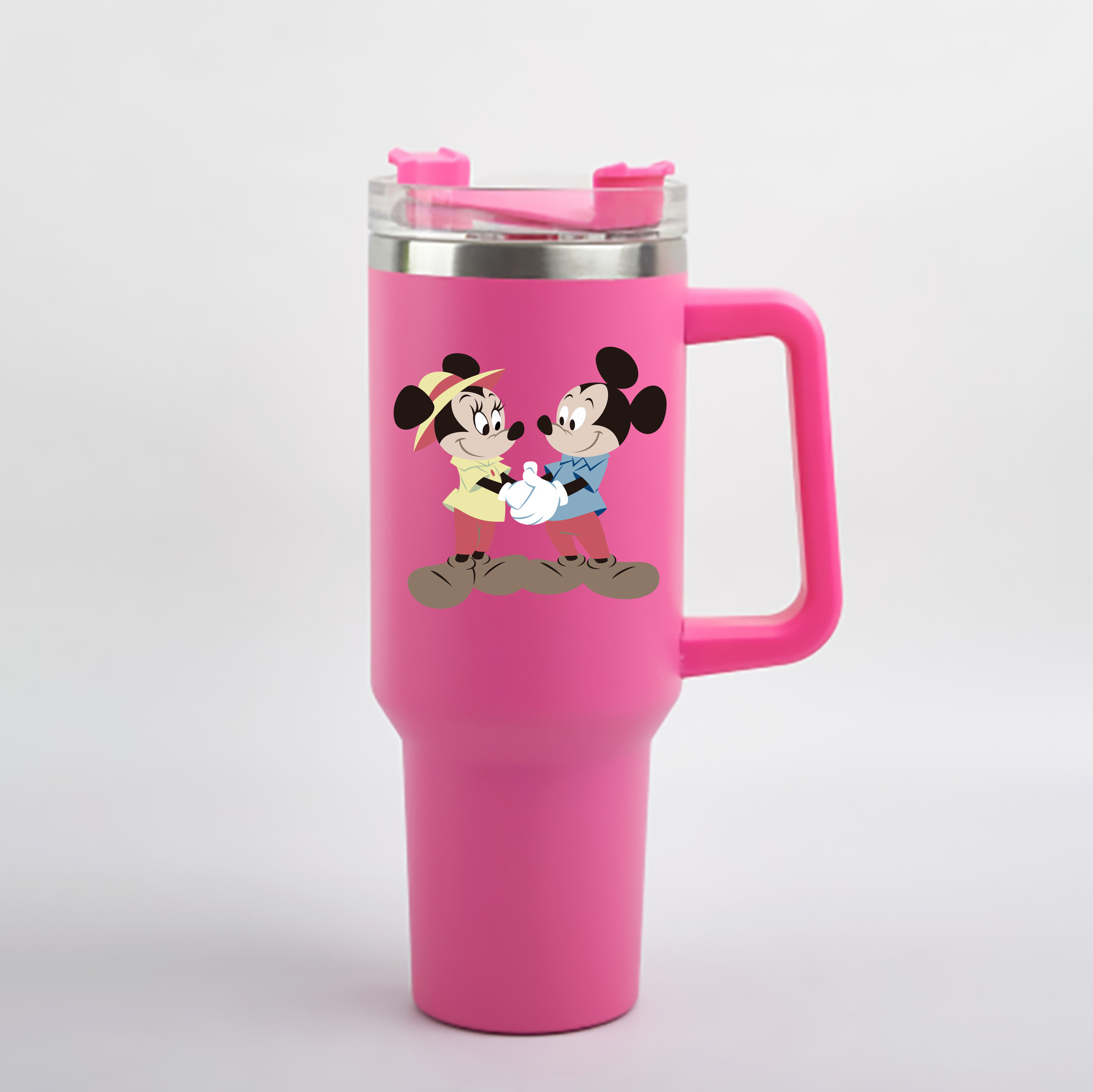 （画像用） ミッキーマウス Mickey Mouse 1200mL車用タンブラー - クリスタルステッカー（プラスチックストロー付き）
